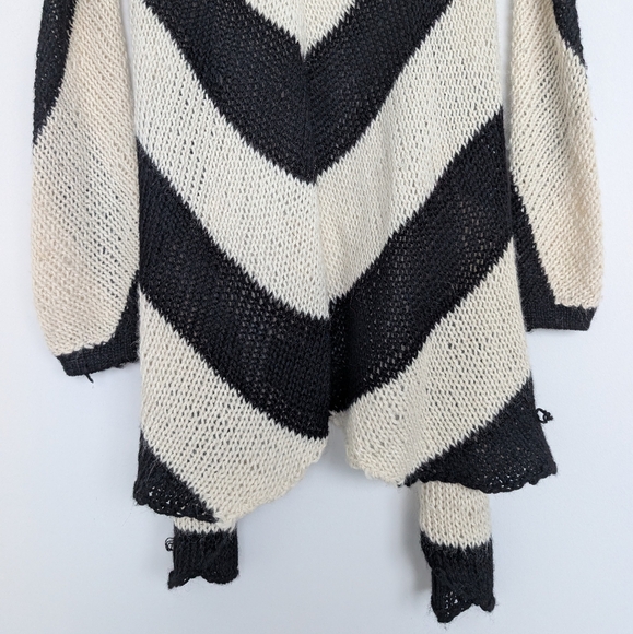 Rogan Organic Llama Alpaca Wool Fair Trade Chevron Cardigan Sweater Sz S/M - Picture 15 of 16